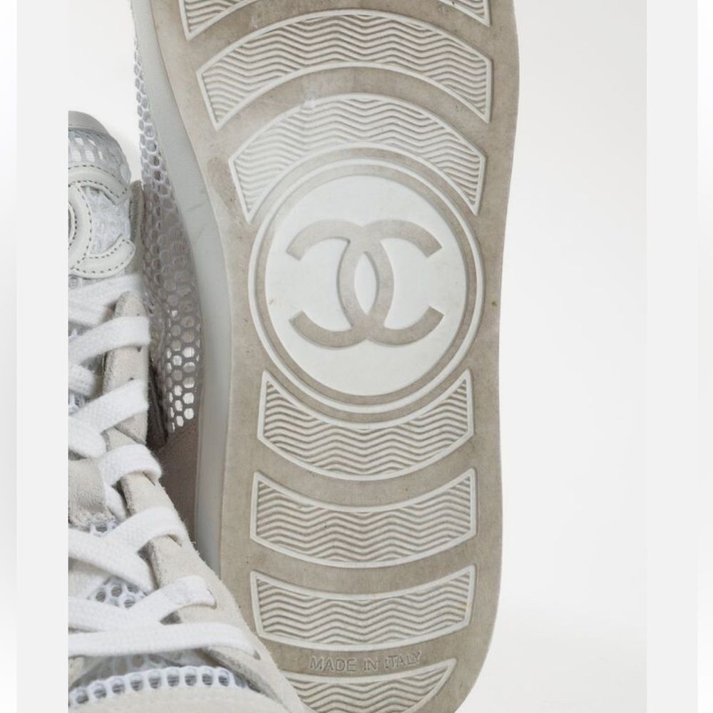 CHANEL Cream and White mesh Sneakers, US7 - Picture 6 of 11